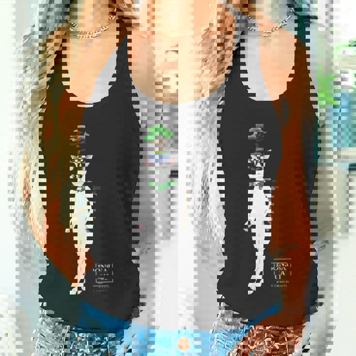 盆栽ねこ 頭に松の盆栽を乗せたハチワレ猫 タンクトップ