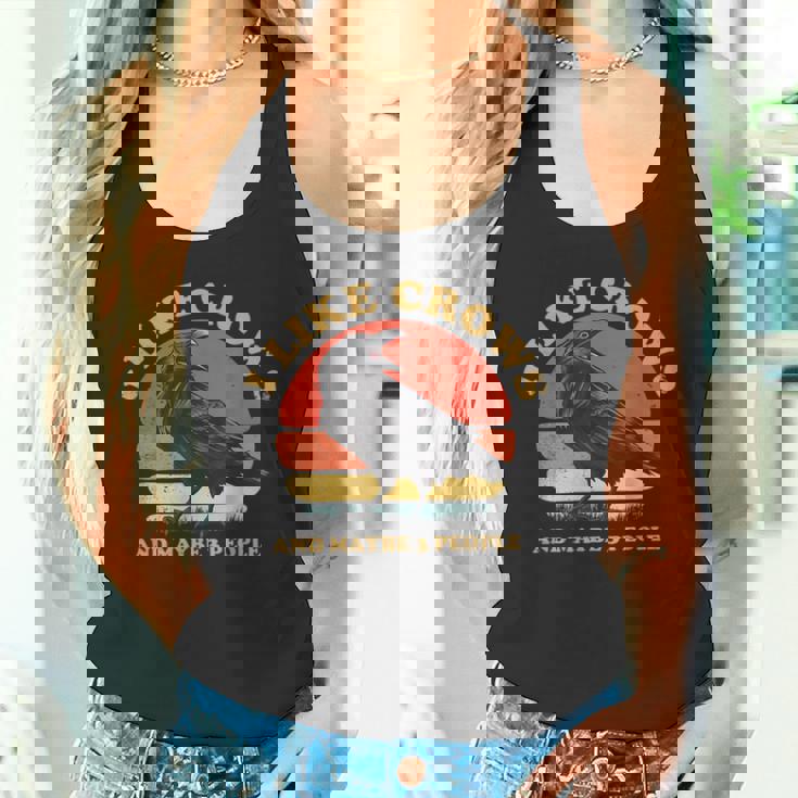 私はカラスと多分 3 人が好きです レトロ ビンテージ ブラック カラス タンクトップ