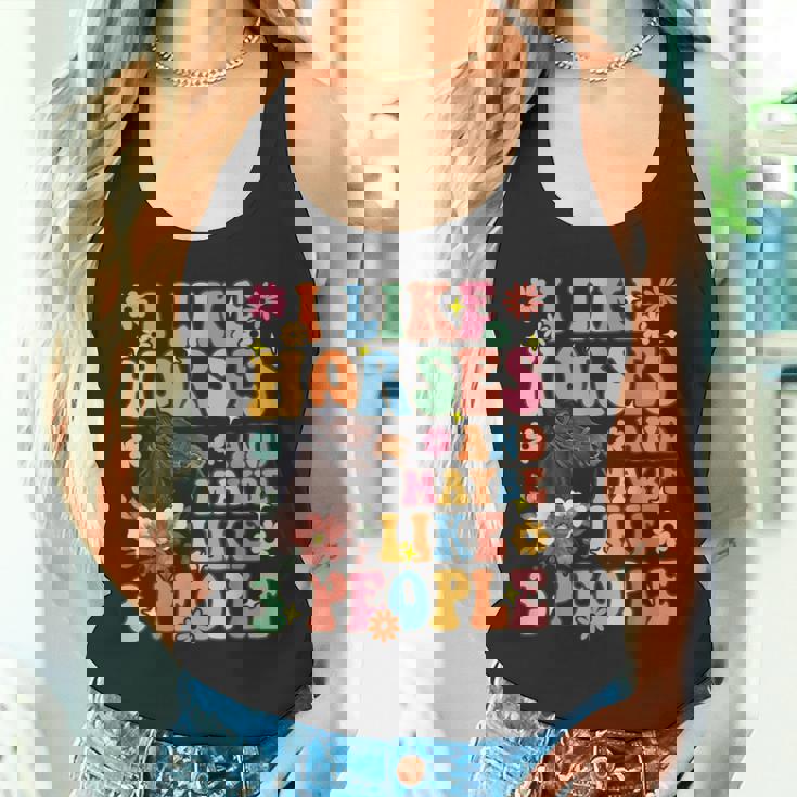 私は馬と3人が好きグルーヴィーな乗馬乗馬ライダー タンクトップ