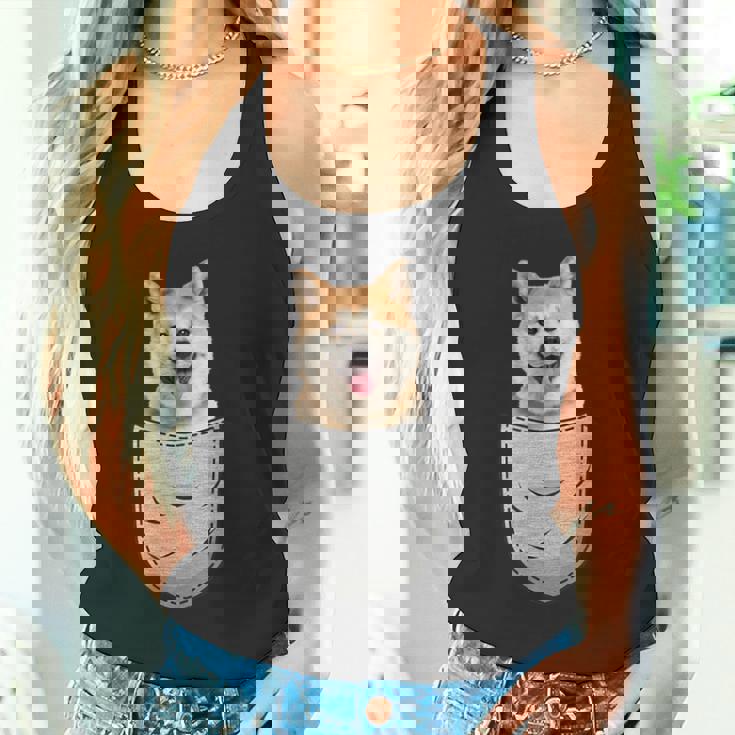 秋田犬健日本人胸ポケット犬オーナー タンクトップ