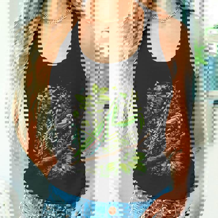 節足動物崇拝者 謎めいたカマキリ 水彩インク タンクトップ