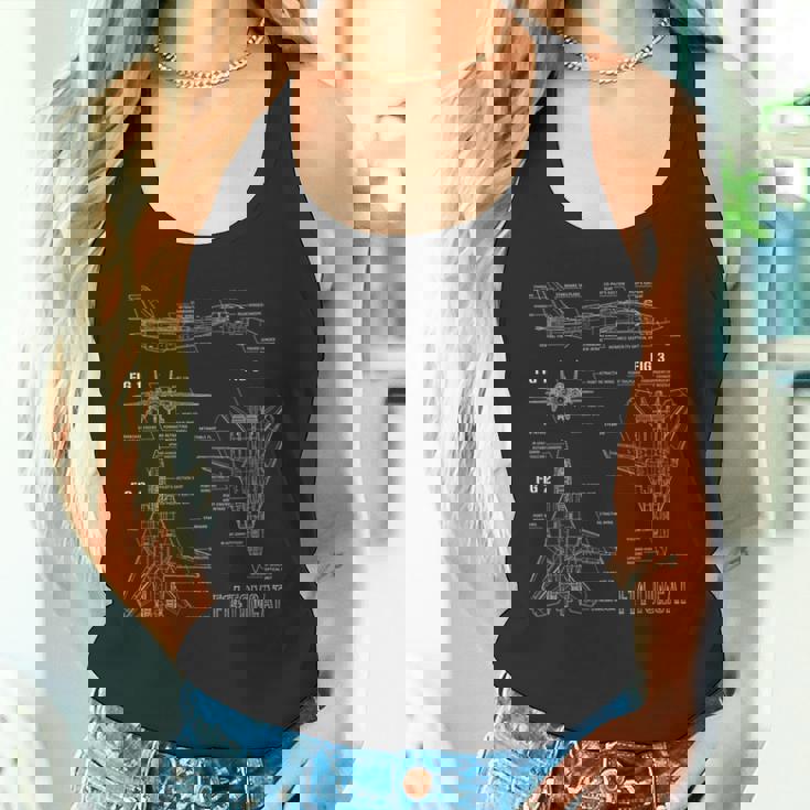 米ジェット戦闘機f14トムキャットの設計図 タンクトップ