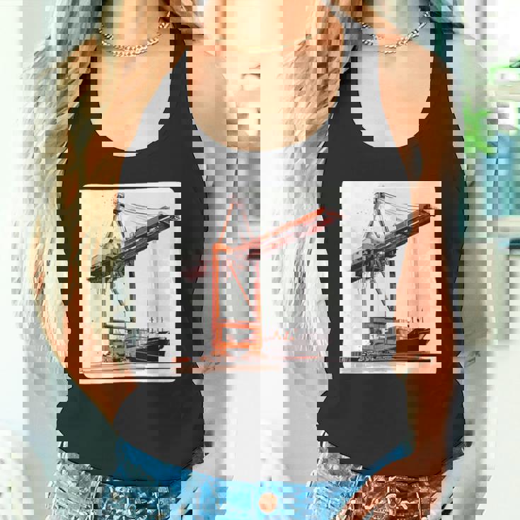 素晴らしいポートクレーン コンテナ船コスチューム タンクトップ