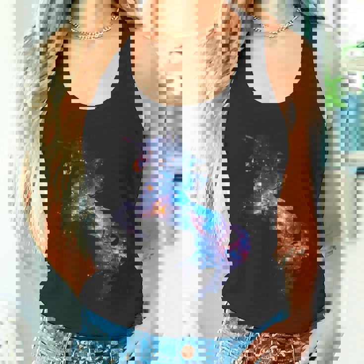 美的シルエット 夢のような宇宙 銀河 ユニコーン タンクトップ