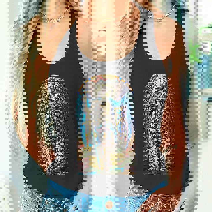 聖ミカエル大天使 – 聖なるステンドグラス – キリスト教 タンクトップ