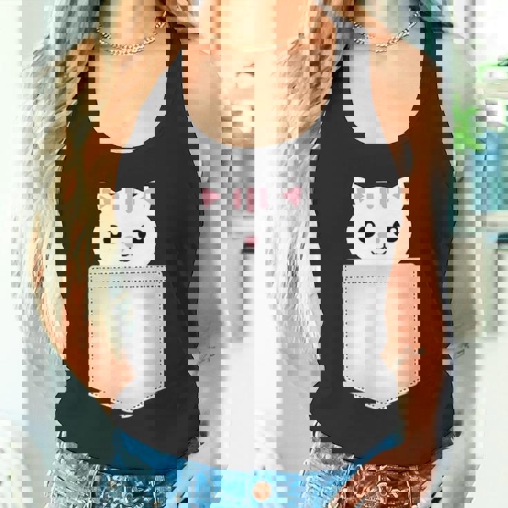 胸ポケットの猫 タンクトップ