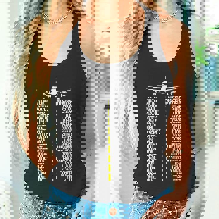 航空機 フォネティック アルファベットコード パイロット 飛行機 航空機 タンクトップ