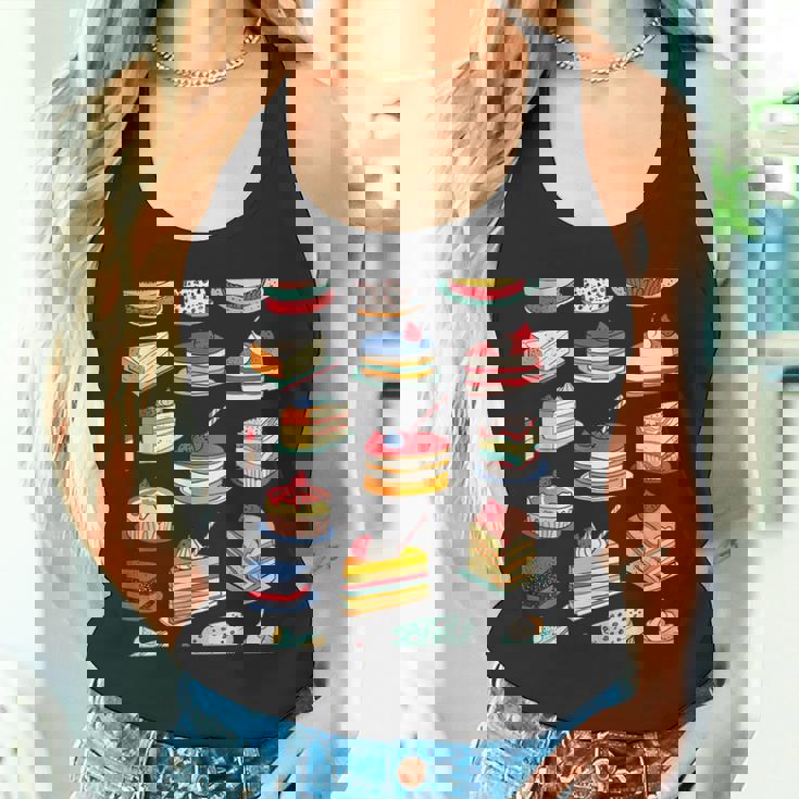 色鮮やかなケーキ柄 フーディー向け タンクトップ