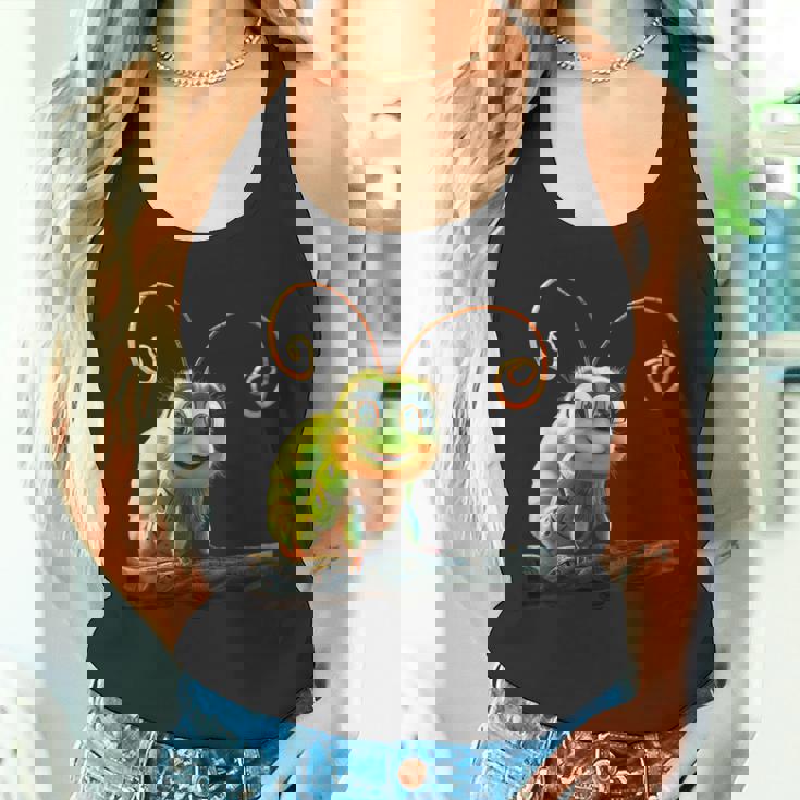 芋虫 面白い芋虫甘い緑の芋虫 タンクトップ