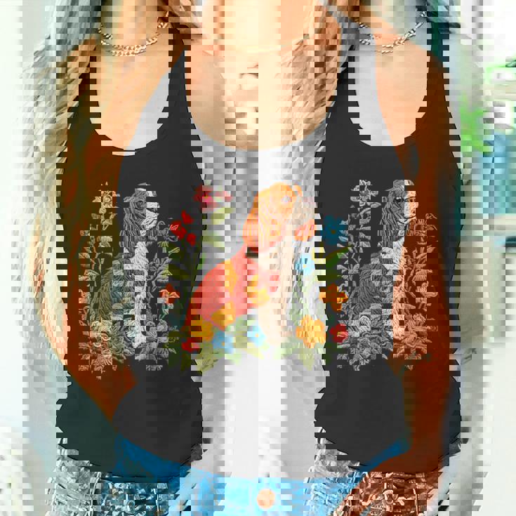 花柄 キャバリア王 チャールズ スパニエル キュート ママ 母の日 タンクトップ