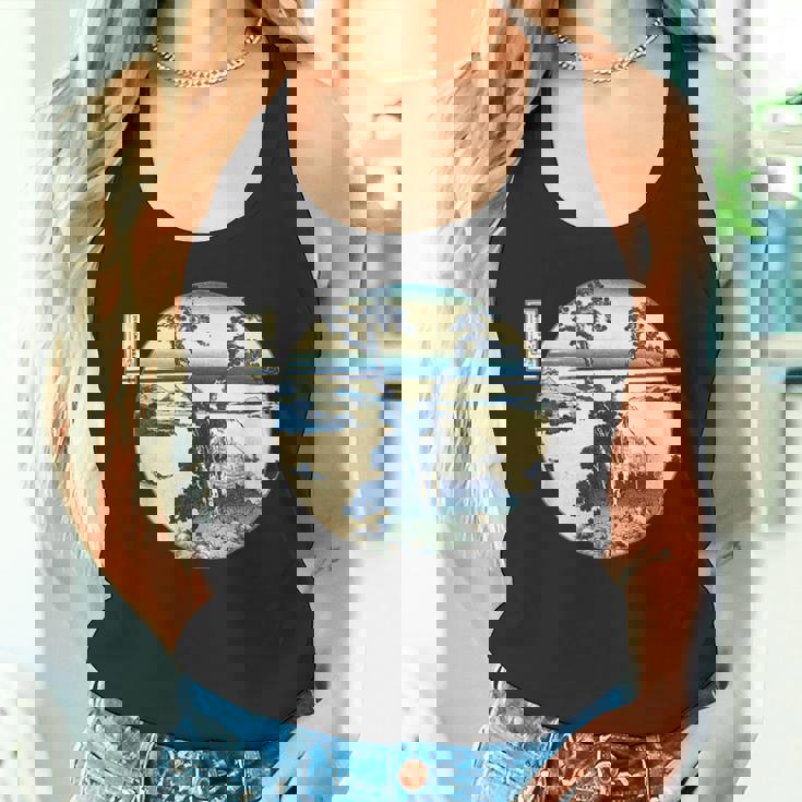 葛飾 北斎 信州諏訪湖 有名なヴィンテージアート スタイリッシュ タンクトップ