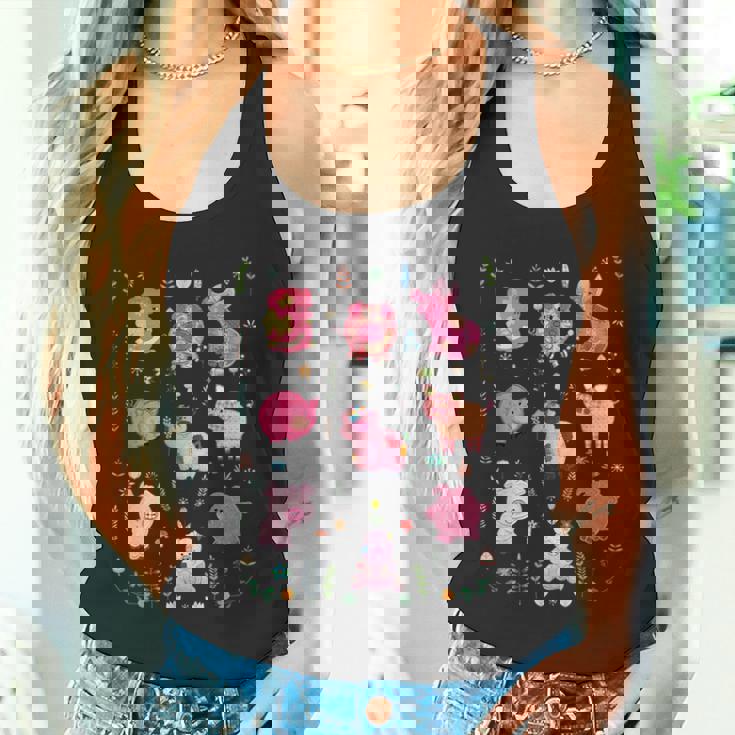 豚のかわいい刺しゅう 豚の恋人 タンクトップ