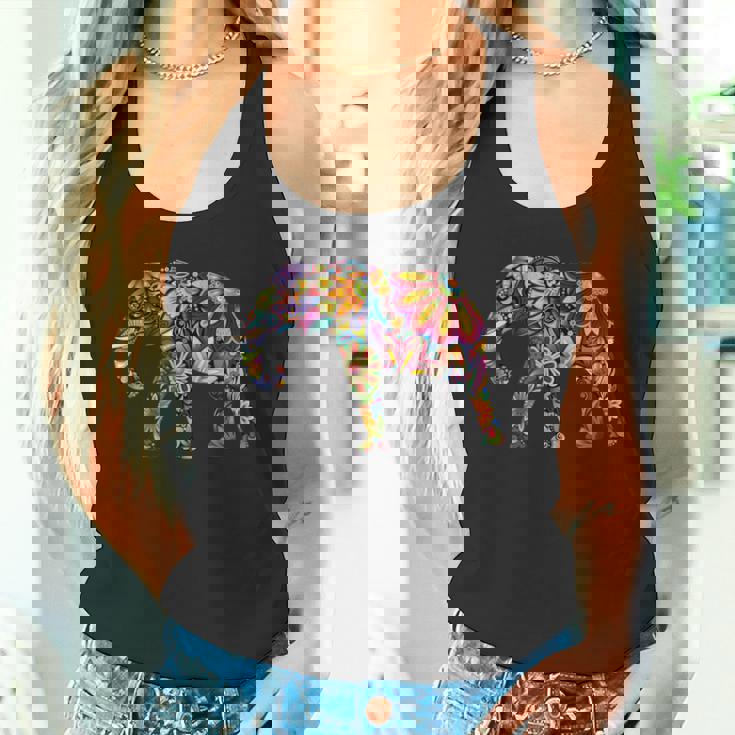 象 カラフル 象 絵画 レディース メンズ タンクトップ