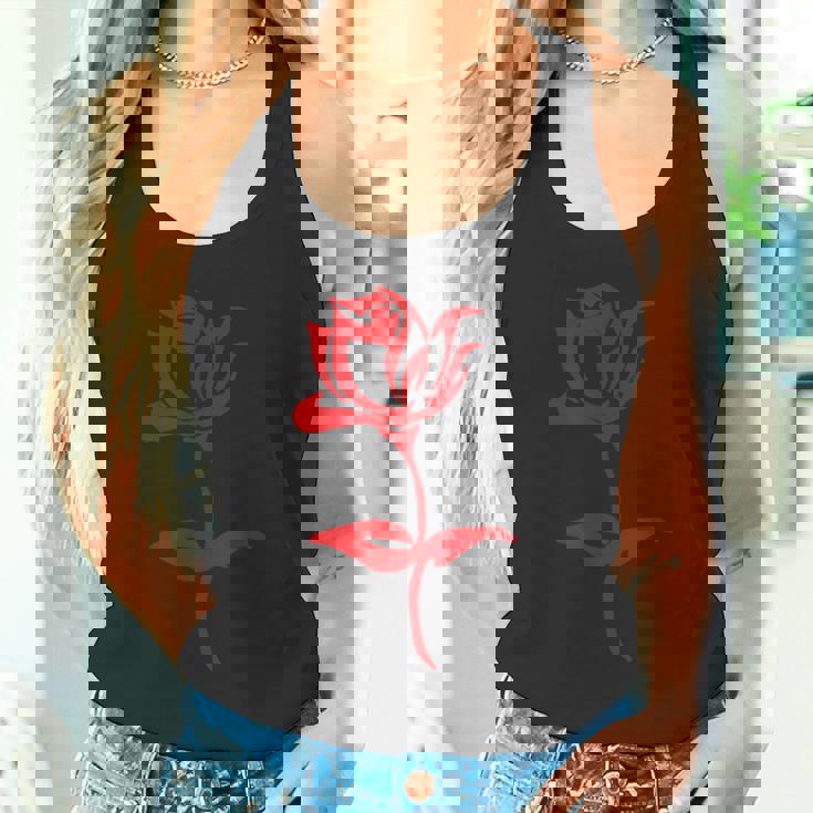 赤いバラ ミニマリスト お絵かき 花 薔薇 恋人 ガーデニング タンクトップ