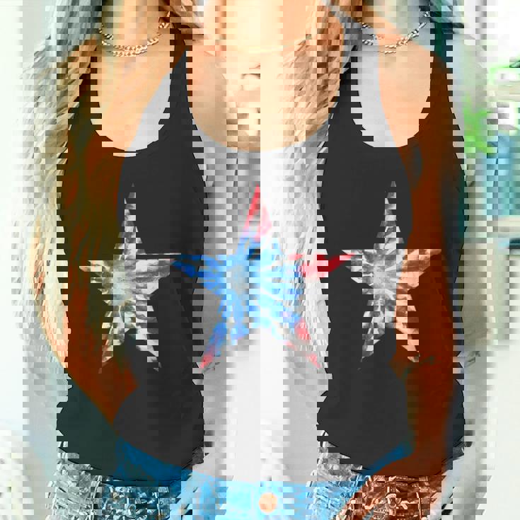 赤白と青 タイダイ 星 タンクトップ