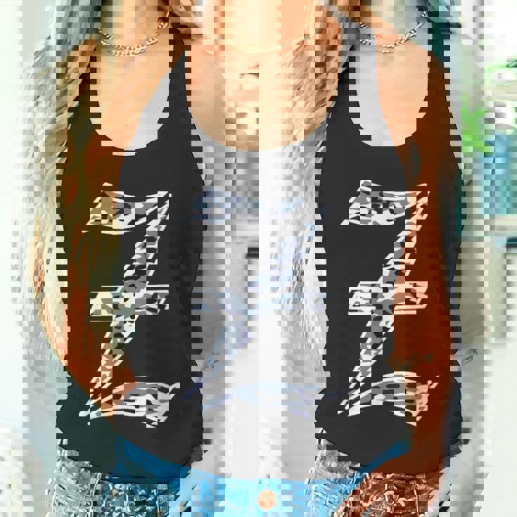 迷彩 アルファベット Z 古英語 大 カリグラフィー 文字 タンクトップ