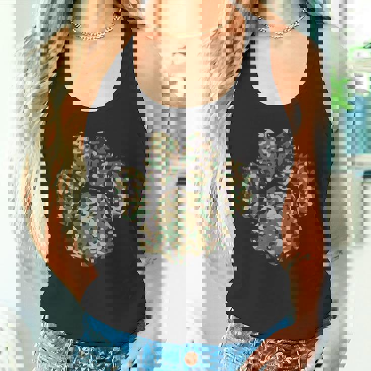 迷彩犬の足跡プリント アーミー犬 父親 タンクトップ