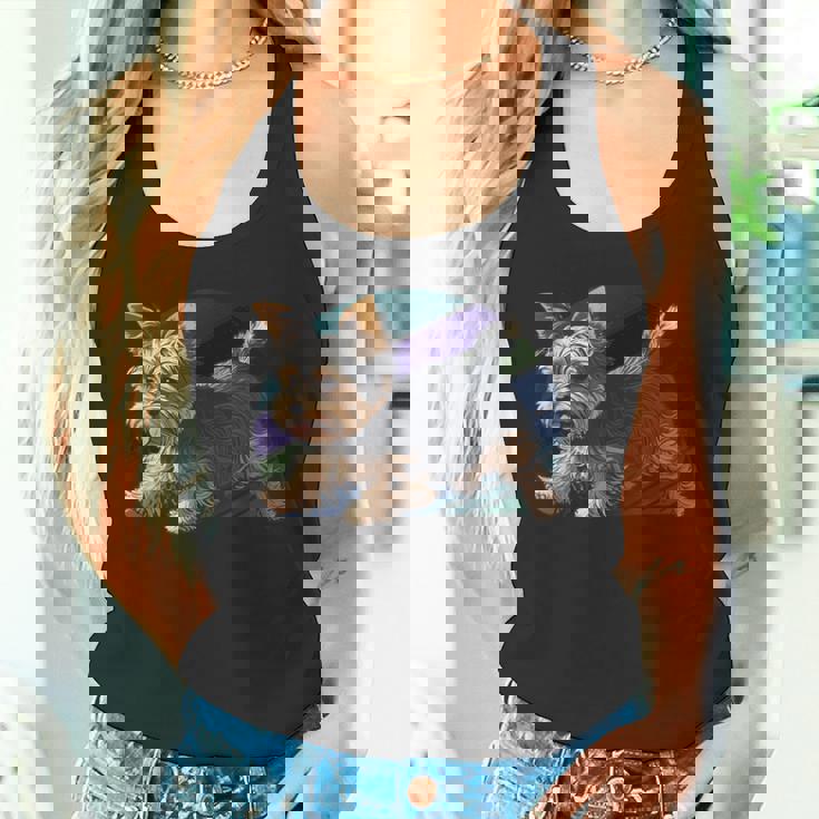 遊び心のあるヨークシャーテリア犬 ポップアート 誇り高きヨーキーオーナーズ タンクトップ