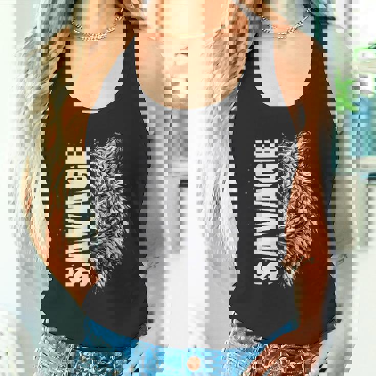 野蛮な虎 野生動物 遊び心のあるグラフィックプリント タンクトップ