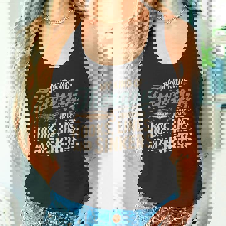 釣り My Kind Of Therapy フック ライン シンカー おもしろいことわざ タンクトップ