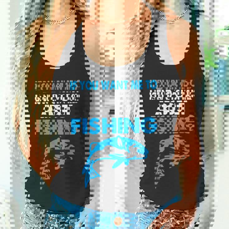 釣りについての話を聞いてほしい場合のグラフィック タンクトップ