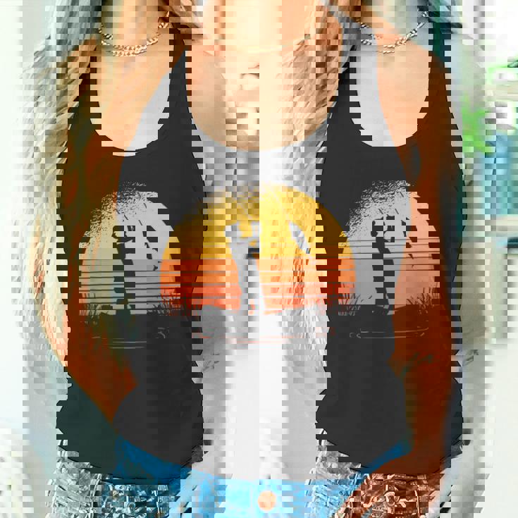 釣り人日没漁師釣り竿 タンクトップ