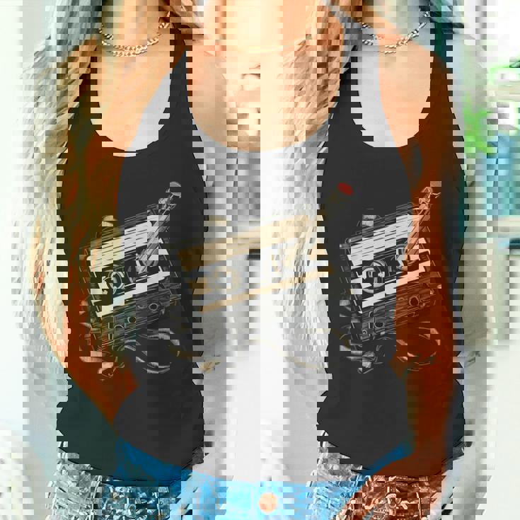 鉛筆巻き戻し付きレトロカセットテープ タンクトップ