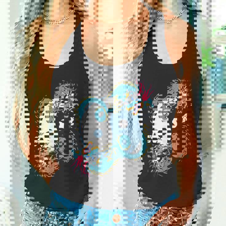 陰陽太極拳ドラゴンデザイン 瞑想用 太極拳 タンクトップ