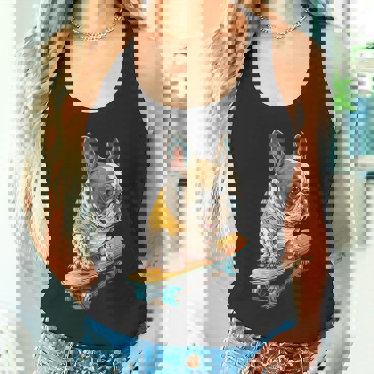 面白い フレンチブルドッグ スケートボード スケーター 犬 イングリッシュドッグ タンクトップ