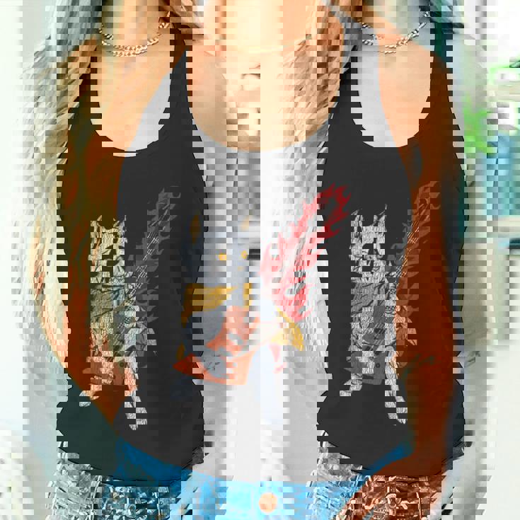 面白い ベースシスト 猫 ギフト ファイヤー 楽器 ベース ギター タンクトップ