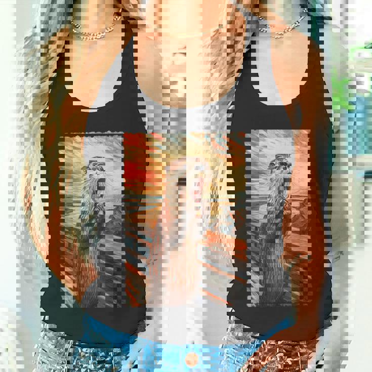 面白い レトロ ムンク 悲鳴 芸術的 絵画 パロディ カワウソ 恋人 タンクトップ