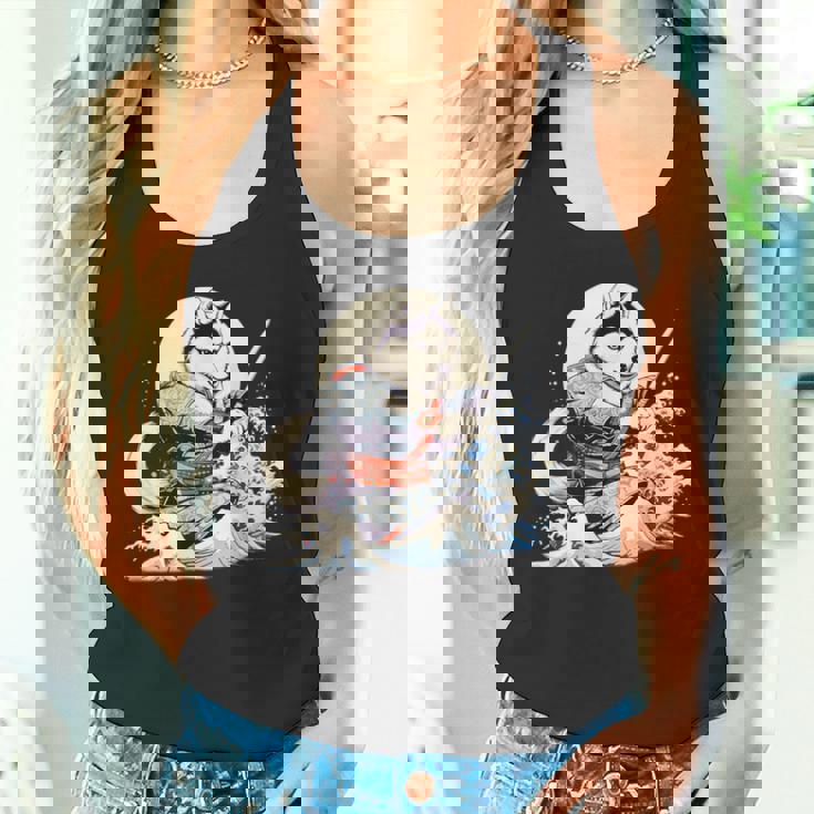 面白いtシャツ シベリアンハスキー 浮世絵 イヌ わんこ メンズ 犬好き グッズ おもしろ 面白い 服 ネタ タンクトップ