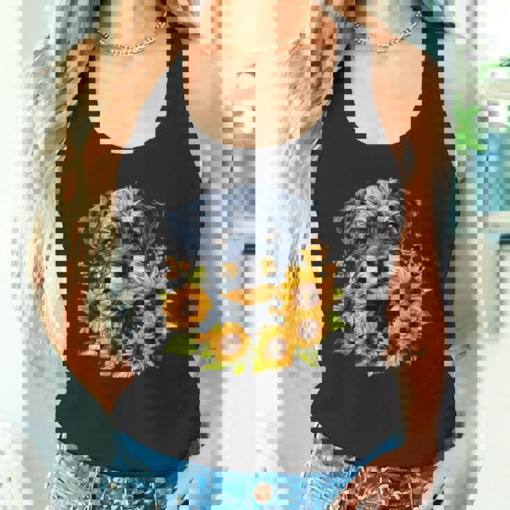 面白いtシャツ シュナウザー ひまわり イヌ メンズ 好き グッズ かわいい おもしろ 面白い 服 ネタ タンクトップ