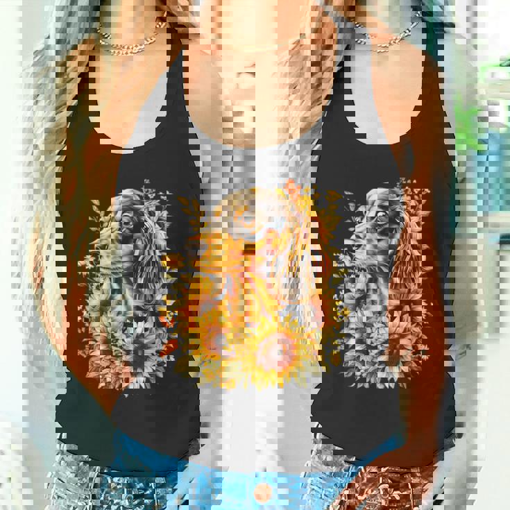 面白いtシャツ ダックスフンド ひまわり わんこ メンズ グッズ かわいい おもしろ 面白い 服 ネタ タンクトップ