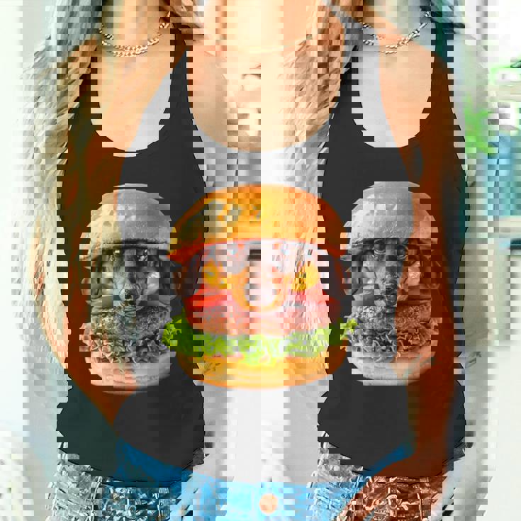 面白いtシャツ ダックスフンド 犬 ハンバーガー メンズ グッズ かわいい おもしろ 面白い 服 ネタ タンクトップ