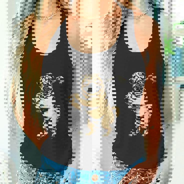 面白いtシャツ パグ ゴルフ イヌ わんこ メンズ 犬好き グッズ かわいい おもしろ 面白い 服 ネタ タンクトップ