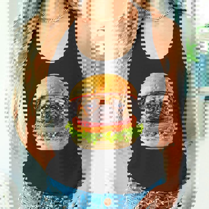 面白いtシャツ パグ 犬 ハンバーガー メンズ 犬好き グッズ かわいい おもしろ 面白い 服 ネタ タンクトップ