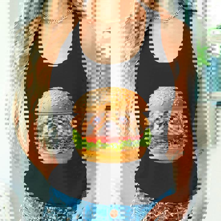 面白いtシャツ ペキニーズ 犬 イヌ ハンバーガー メンズ グッズ かわいい おもしろ 面白い 服 ネタ タンクトップ