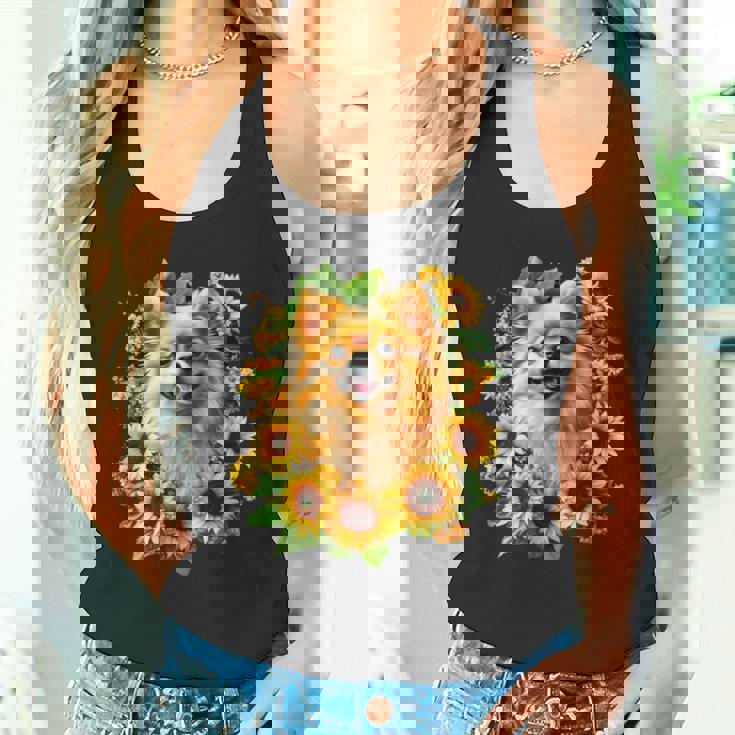 面白いtシャツ ポメラニアン ひまわり わんこ メンズ 犬好き グッズ かわいい おもしろ 面白い 服 ネタ タンクトップ