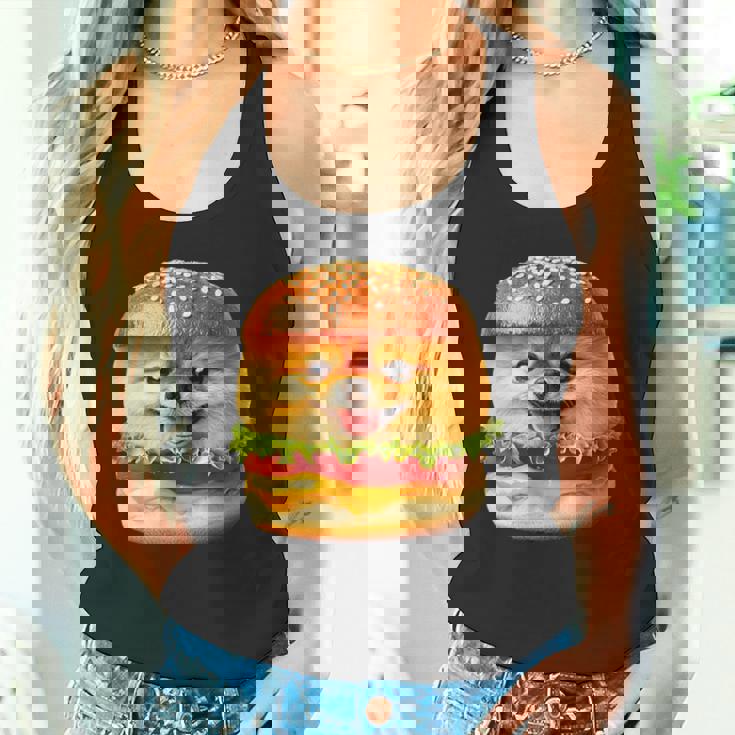 面白いtシャツ ポメラニアン 犬 ハンバーガー メンズ 犬好き グッズ かわいい おもしろ 面白い 服 ネタ タンクトップ