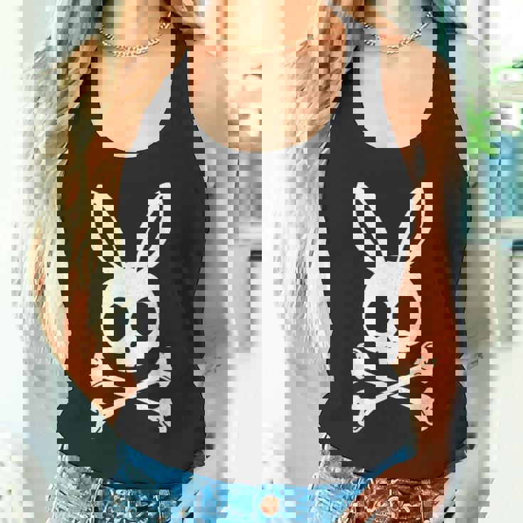 面白いイースターデー ジョリーロジャー バニー スカル ウサギ メンズ レディース タンクトップ