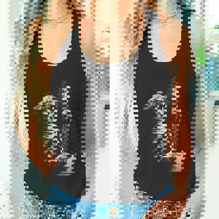 面白いギター 猫 ギターを弾く タンクトップ