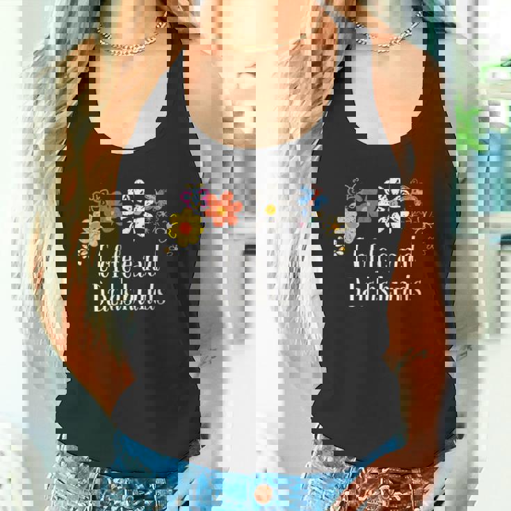 面白いコーヒーとダックスフントの花を言う タンクトップ