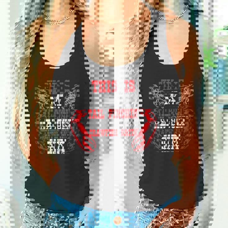 面白いザリガニの恋人シーフードザリガニを食べる タンクトップ