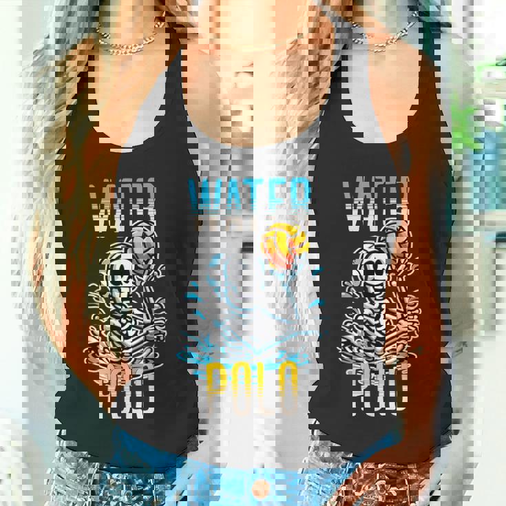 面白いスケルトン水球スポーツファン漫画スタイル タンクトップ