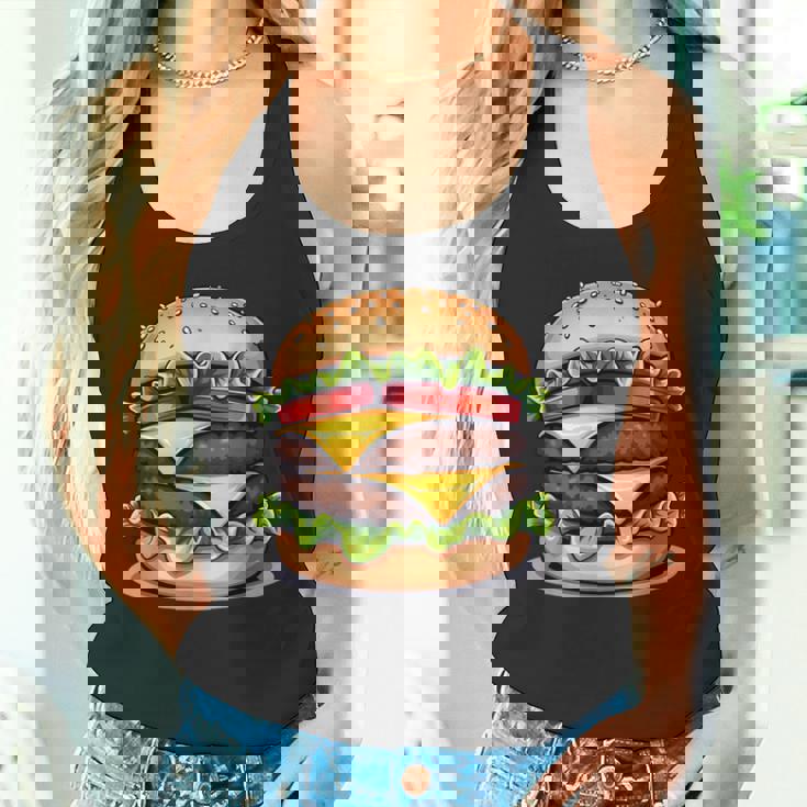 面白いチーズバーガーハンバーガーデザイン キッズ 男女兼用 タンクトップ