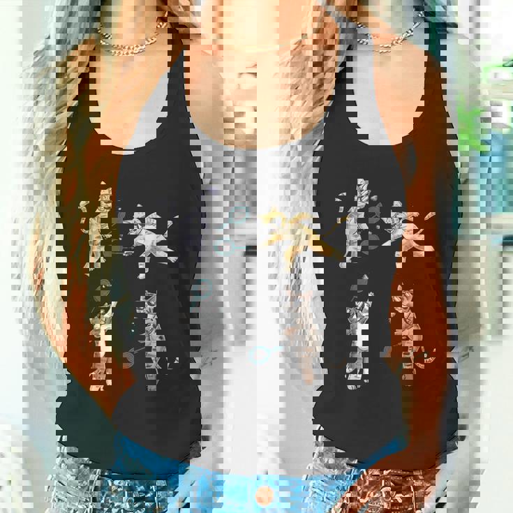 面白いバドミントン猫 タンクトップ