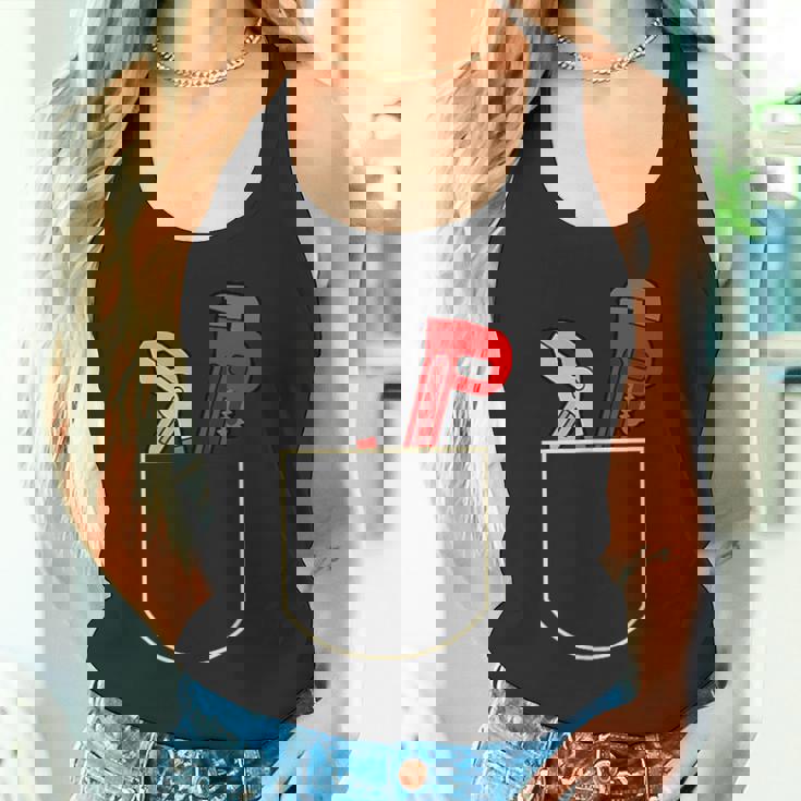 面白いパイプレンチ ポケット入り ギフト 配管工ポケット タンクトップ