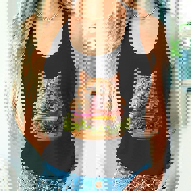 面白いファーストフードハンバーガー愛好家猫猫愛好家 Britishhorthair Burger Cat Food タンクトップ