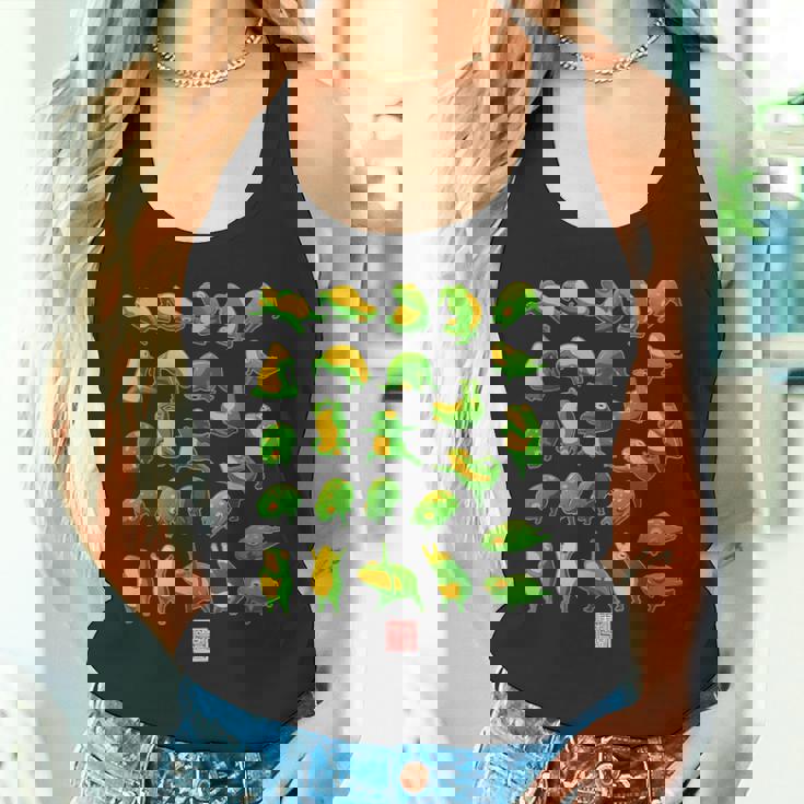 面白いヨガカエルとヒキガエル瞑想 日本のアートグラフィック タンクトップ